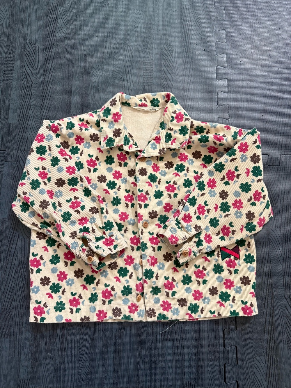 Limited doudou kids floral corduroy long sleeves shirt